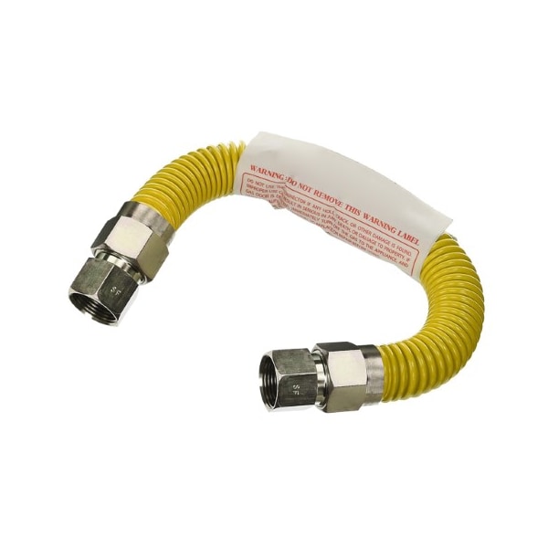 Flextron Gas Line Hose 5/8'' O.D.x24'' Len 1/2"x3/4" FIP Fittings Yellow Coated Stainless Steel Flexible FTGC-YC12-24L - main